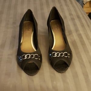 12W Black Hushpuppies Wedgies